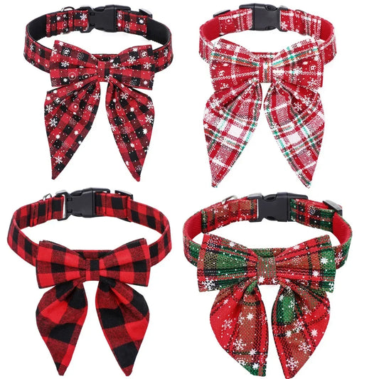 Christmas bow tie collars